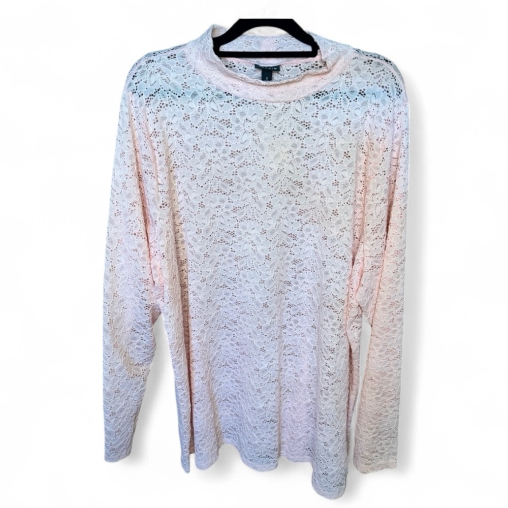 Stretch Lace Tunic Top Size 3 Torrid Light Pink – Feminine Long Sleeve - Picture 2 of 6